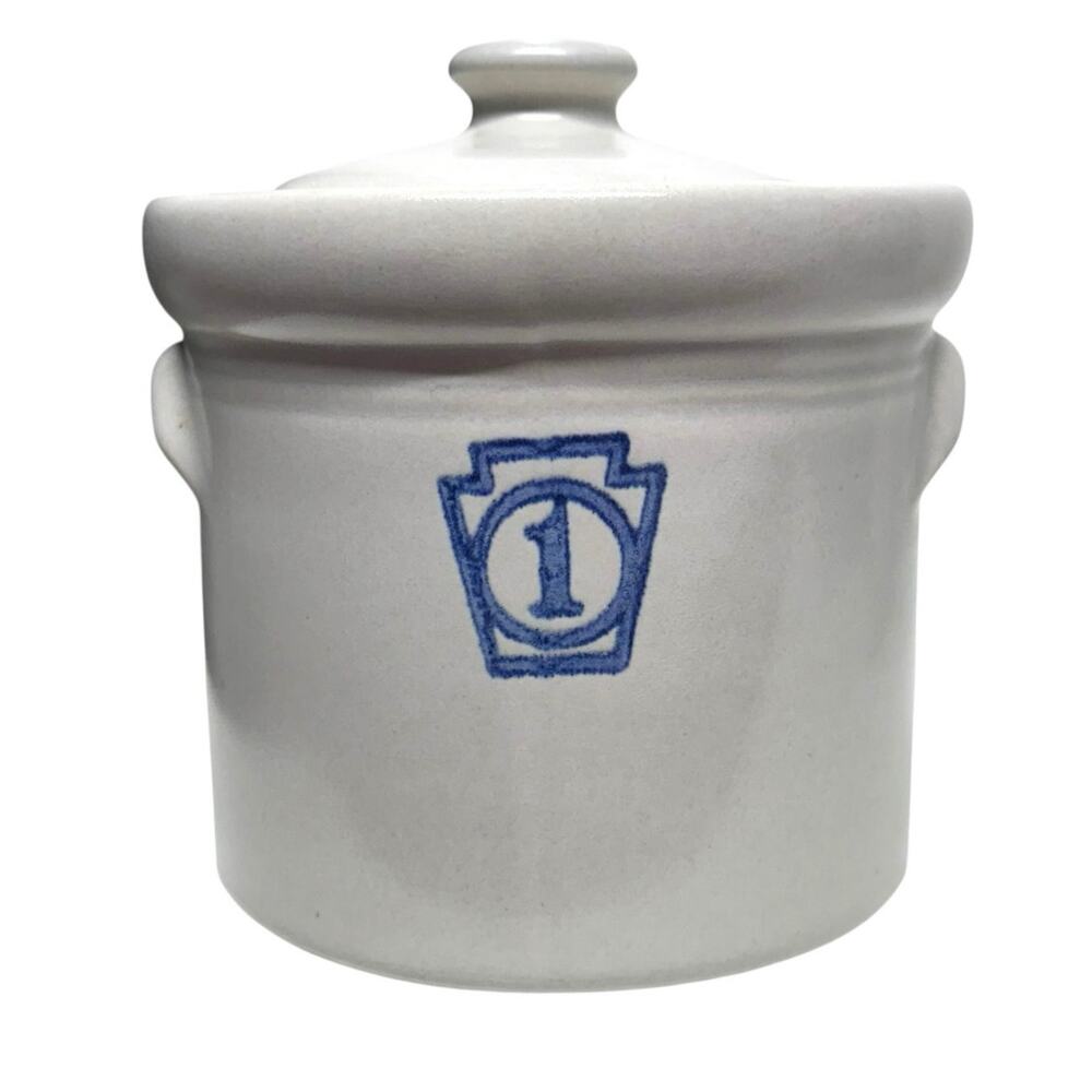 Vintage Pfaltzgraff Yorktown Keystone #1 Stoneware Canister & Lid